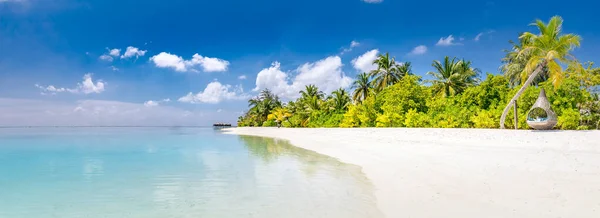 Szablon Paradise Island Piękny Tropikalny Baner Plażowy Biały Piasek Palmy — Zdjęcie stockowe