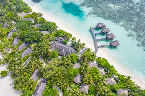 Vista Aérea Vista Superior Villa Água Ilha Maldivas Belo Hotel — Fotografia de Stock