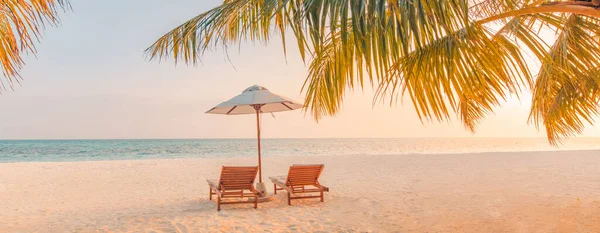 Beautiful Tropical Beach Banner White Sand Coco Palms Travel Tourism — Stock Photo, Image