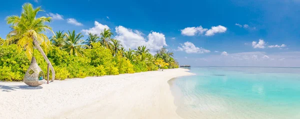 Concetto Spiaggia Natura Palm Beach Nell Idilliaca Isola Paradisiaca Tropicale — Foto Stock