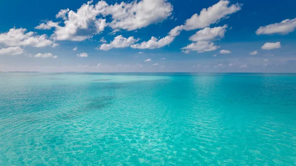 Beach Ocean Sea View Beautiful Panoramic Seascape Vivid Blue Sky — Stok fotoğraf