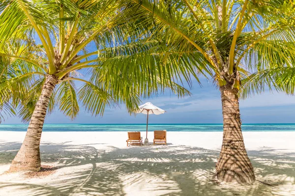 Beautiful Beach Chairs Sandy Beach Sea Summer Holiday Vacation Concept — Fotografia de Stock