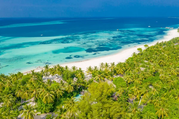 Luftaufnahme Vom Strand Auf Den Malediven Luftbild Vom Wunderschönen Paradiesischen — Stockfoto