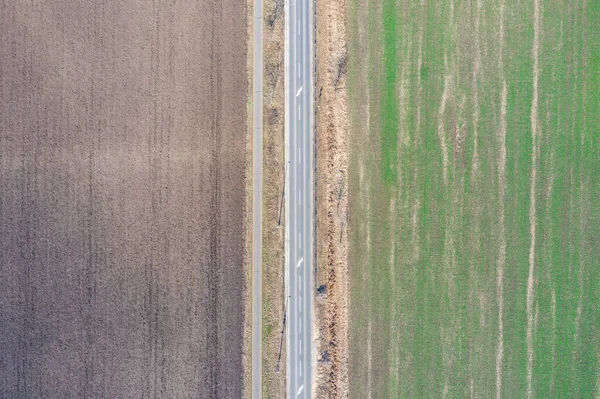 Vista Aérea Drone Câmera Campos Verdes Amarelos Agricultura Solo Plantas — Fotografia de Stock