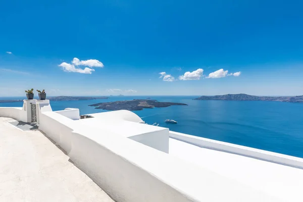 Escadarias Brancas Ilha Santorini Grécia Caldera Vista Relaxe Férias Verão — Fotografia de Stock