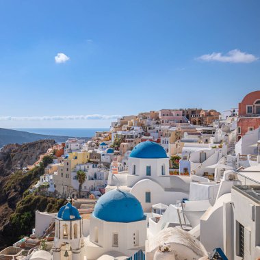 Santorini Adası, Yunanistan 'daki Oia köyü manzarası