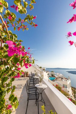  Geleneksel beyaz mimari. Lüks yaz seyahati tatil beldesi, tatil sahnesi