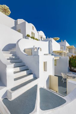 Oia 'nın beyaz mimarisi, Santorini Adası, Yunanistan