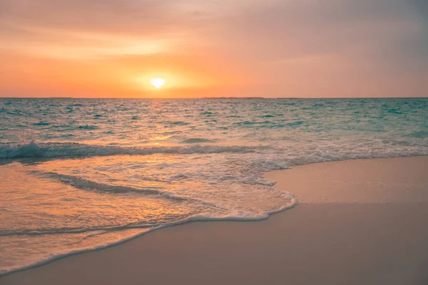Ontspannende Zeegezicht Met Brede Horizon Van Lucht Zee Kleurrijke Schemering — Stockfoto