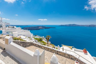  Geleneksel beyaz mimari. Lüks yaz seyahati tatil beldesi, tatil sahnesi