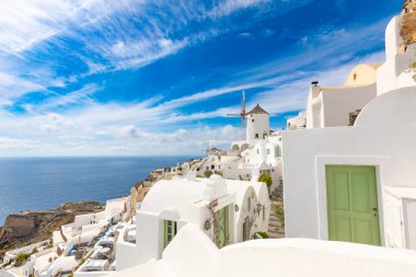  Geleneksel beyaz mimari. Lüks yaz seyahati tatil beldesi, tatil sahnesi