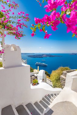 Santorini adasının güzel manzarası, Yunanistan