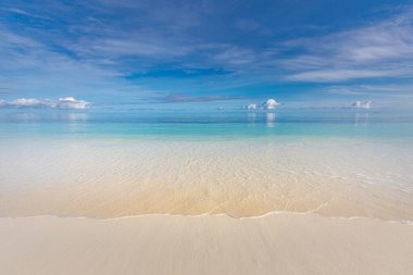 Deniz ufkuyla ve derin mavi gökyüzüyle güzel bir deniz manzarası. Sonsuz mavi okyanus manzarası