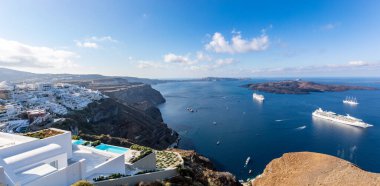 Santorini adasının güzel manzarası, Yunanistan