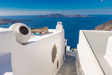Santorini adasının güzel manzarası, Yunanistan