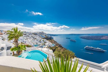 Santorini adasının güzel manzarası, Yunanistan