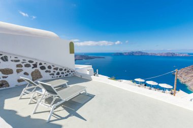  Geleneksel beyaz mimari. Lüks yaz seyahati tatil beldesi, tatil sahnesi