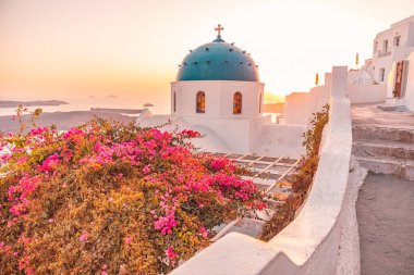 Santorini adasının güzel manzarası, Yunanistan