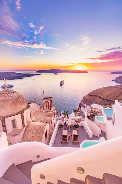 Bela Vista Pôr Sol Ilha Santorini Grécia — Fotografia de Stock