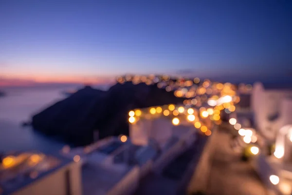 希腊圣托里尼市朦胧的日落景象 — 图库照片