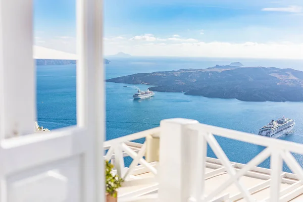 Piękny Biały Widok Morze Wyspie Santorini Grecja — Zdjęcie stockowe