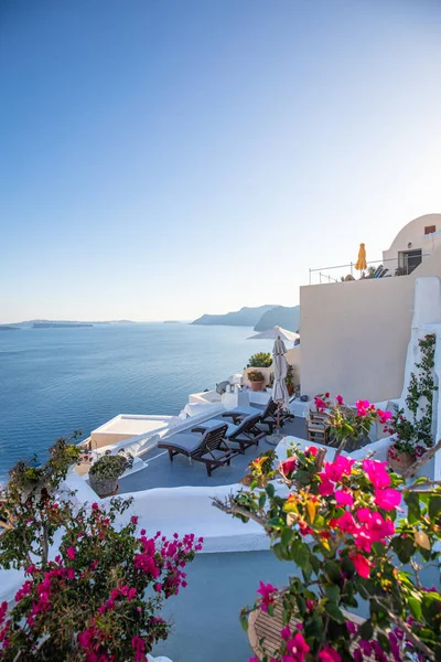 Santorini Island Greece Amazing Summer Vacation Landscape White Architecture Blue — Stock Photo, Image