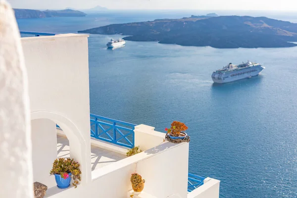 Красива Біла Архітектура Острова Санторіні Греція — стокове фото