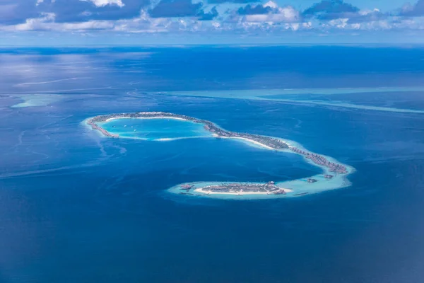 Öar Med Utsikt Över Luften Flygfoto Vackra Maldiverna Paradis Tropisk — Stockfoto
