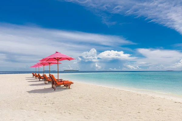 Tropická Pláž Příroda Jako Letní Krajina Lehátky Luxusní Cestovní Krajina — Stock fotografie