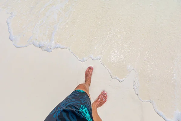 Male Feet Sandy Beach — Stock Photo, Image