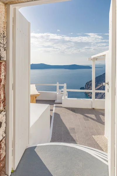 Όμορφη Αρχιτεκτονική Του Νησιού Της Σαντορίνης Στην Ελλάδα — Φωτογραφία Αρχείου