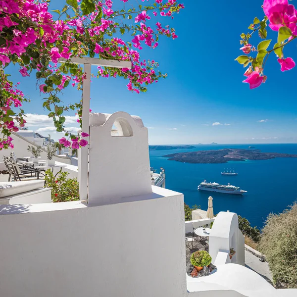 Sommar Semester Panorama Lyxiga Berömda Europa Destination Vit Arkitektur Santorini — Stockfoto