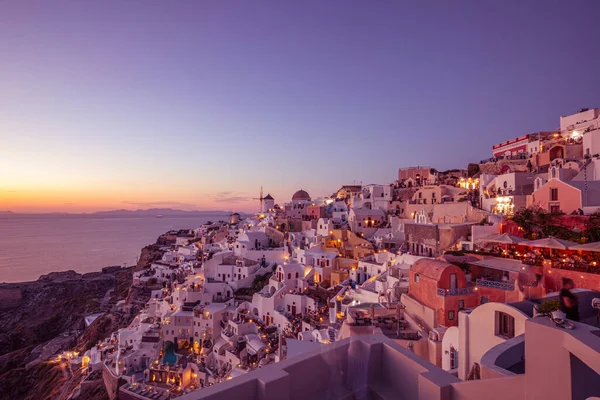Красивий Захід Сонця Острові Санторіні Греція — стокове фото