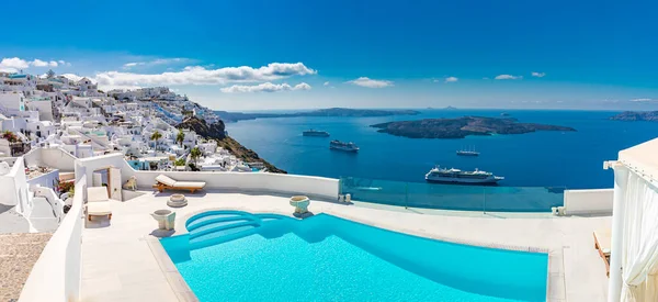 Isola Santorini Grecia Incredibile Paesaggio Vacanza Estiva Architettura Bianca Mare — Foto Stock