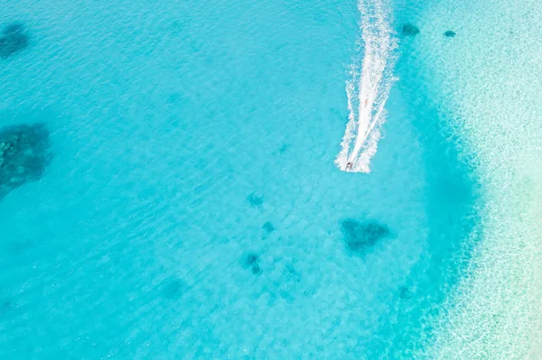 Flygfoto Över Turist Simning Havet — Stockfoto