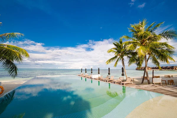 Beautiful Tropical Beach Palm Trees Sea View — Stock Photo, Image