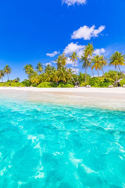 Hermosa Playa Tropical Con Palmeras Para Vacaciones —  Fotos de Stock