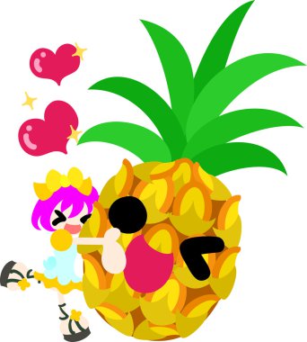 Büyük meyve ve tatlı kızlar