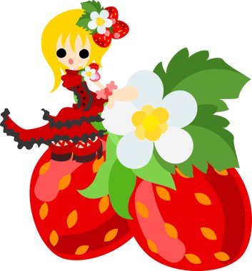 Çilek şirin illüstrasyon