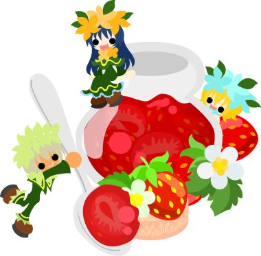 Çilek şirin illüstrasyon