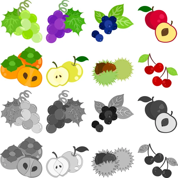 Les icônes des fruits — Image vectorielle