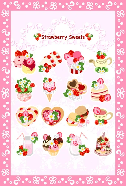 The postcard of strawberry sweets — Stock Vector