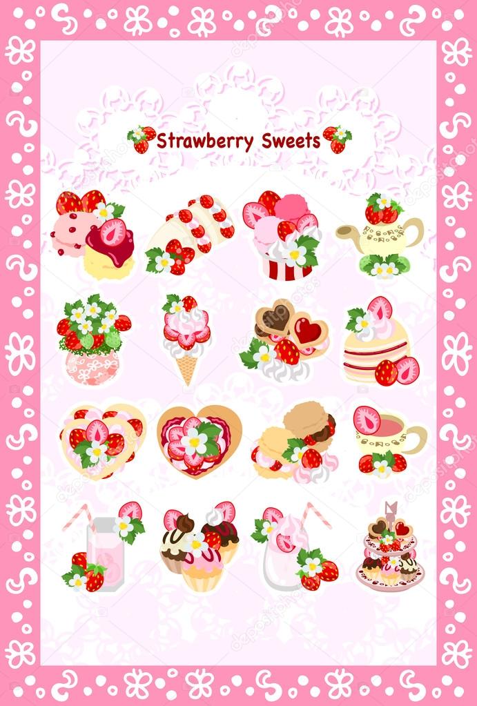 The postcard of strawberry sweets