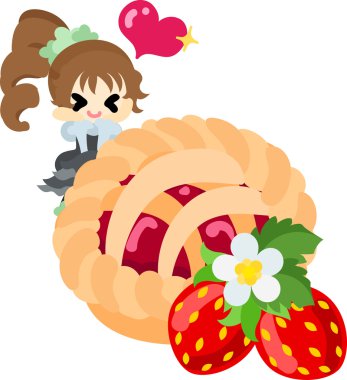 Çilek şirin illüstrasyon