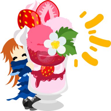 Çilek şirin illüstrasyon