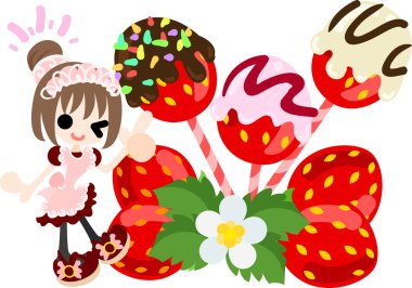 Çilek şirin illüstrasyon