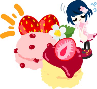 Çilek şirin illüstrasyon