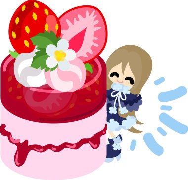 Çilek şirin illüstrasyon
