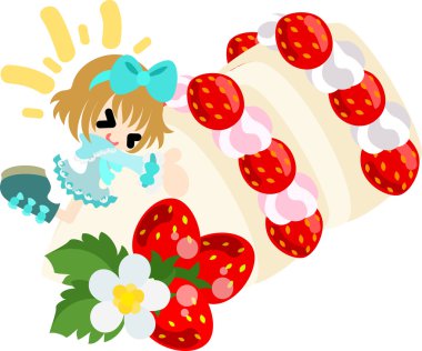 Çilek şirin illüstrasyon