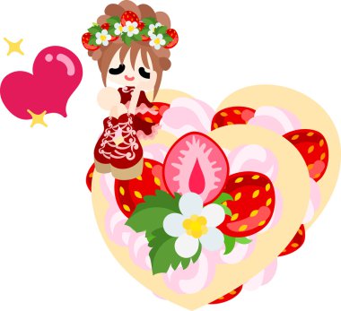 Çilek şirin illüstrasyon